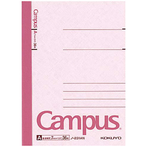 キャンパスノート　Ｂ７　Ａ罫７ｍｍ　３６枚　５冊画像