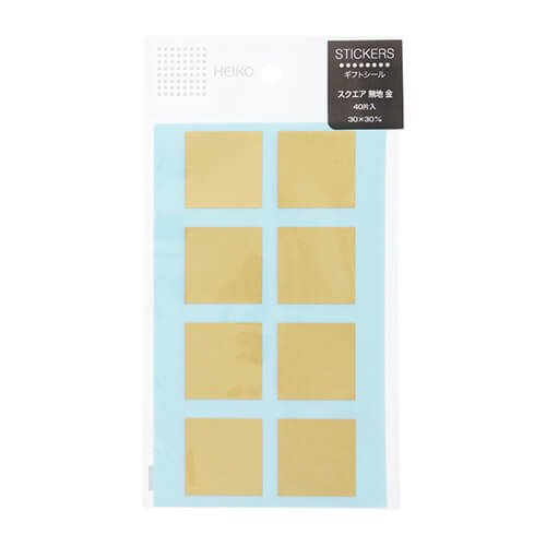 ザラザラとしたテクスチャがおしゃれ！シンプルな金の正方形ギフトシール