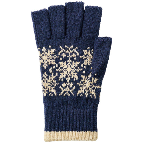 ﾆｯﾄ指出し手袋雪柄 ﾈｲﾋﾞｰ 1双