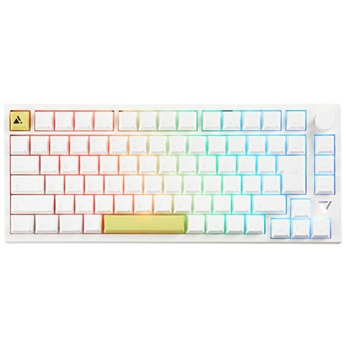 ガスケットマウント搭載 ゲーミングメカニカルキーボード 日本語キー配列 ホワイト 1台 清潔感のある白いキーボードが上面から撮影され、キーの配置が明瞭に見える状態