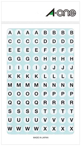 特殊ラベル　丸型　９ｍｍ径　アルファベット　白画像