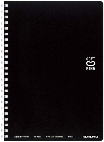ソフトリングノート　Ａ５ドットＢ罫５０枚　黒×５画像