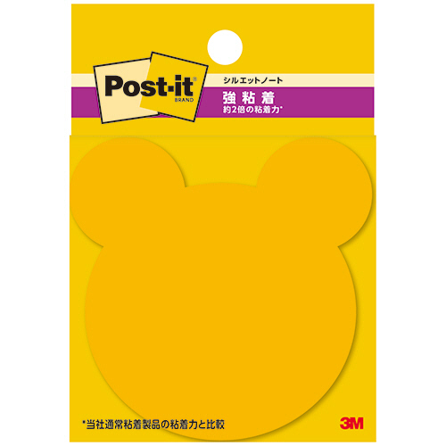 ﾎﾟｽﾄ･ｲｯﾄ 強粘着ｼﾙｴｯﾄﾉｰﾄ 69×69mm ｸﾏ 1ﾊﾟｯｸ(3冊)画像