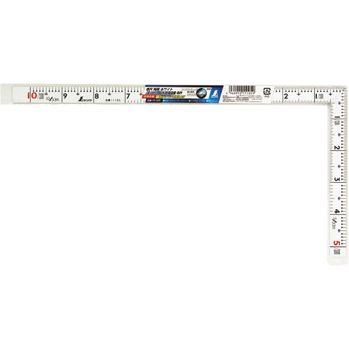 曲尺同厚 ﾎﾜｲﾄ 1尺/30cm 併用目盛 名作 1本画像