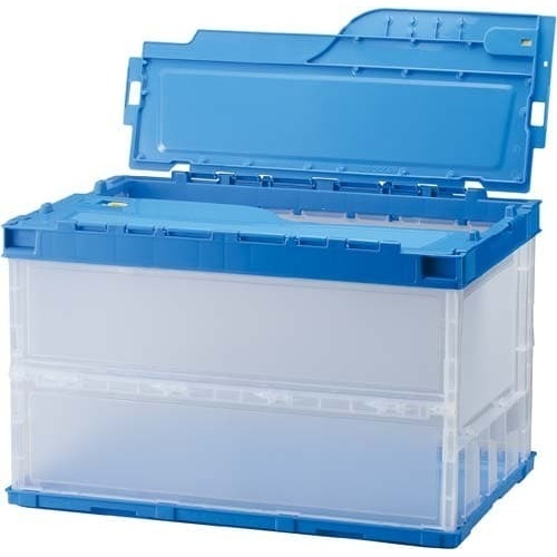 薄型軽量オリコン　５０Ｌ　フタ一体型　半透明画像