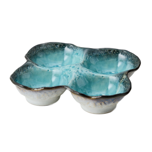 小鉢 4つ仕切り 19cm ボウル KANADE 陶器 青画像