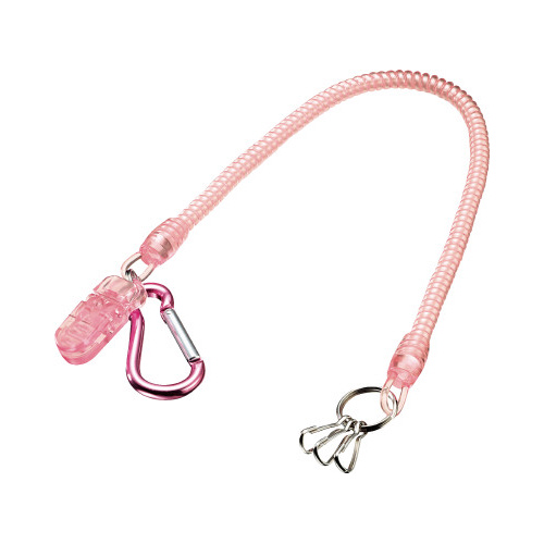 キーチェーン芯入りコイル　クリップ付き　ピンク画像