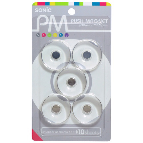 PM ﾌﾟｯｼｭﾏｸﾞﾈｯﾄ 直径30×高さ6.5mm 透明 1ﾊﾟｯｸ(5個)画像