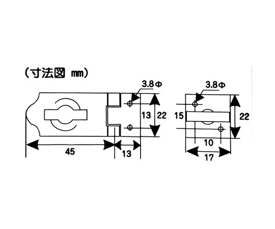 ブラウン掛金　45mm 曲線的なデザインの金具が横向きに並んでいる状態