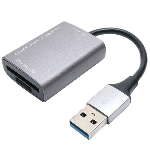 ﾐﾖｼ SD/microSDｶｰﾄﾞﾘｰﾀﾞ･ﾗｲﾀ USB-A(USB3.2Gen1対応) ﾀﾞｰｸｼﾙﾊﾞｰ 1個画像