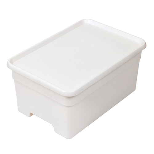収納ボックス L 幅34×奥行49×高さ23cm オンボックス フタ付き プラスチック ホワイト画像