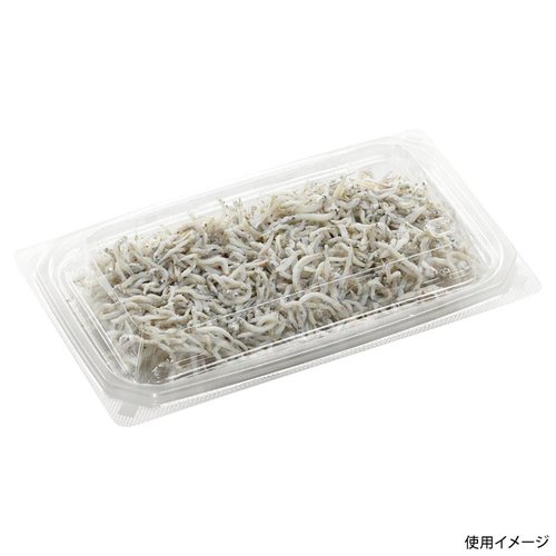 鮮魚トレー AP-CL18-11(15) エコ エフピコ 透明なトレーに盛り付けられた新鮮な魚のカードとクールパックが見える状態