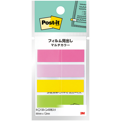 ﾎﾟｽﾄ･ｲｯﾄ ﾌｨﾙﾑ見出し ﾏﾙﾁｶﾗｰ4 44×12mm 1ﾊﾟｯｸ(4冊)画像