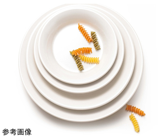 20cm 平皿 ミューズ 10個入 白い平皿が均一に並べられ、シンプルなデザインが際立つ様子