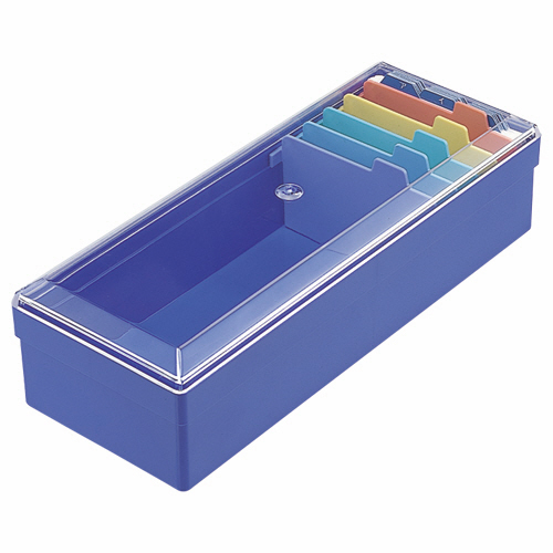 名刺整理箱 W102×D260×H70mm 800枚収容 青 1個画像