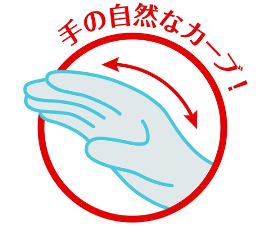 塩化ビニール手袋 ナイスハンドミュー中厚手 ピンク Mサイズ 薄いピンク色の手袋が並べられている様子