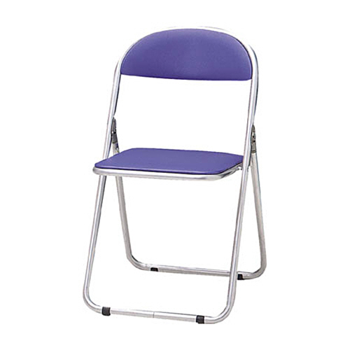 折りたたみﾊﾟｲﾌﾟ椅子 ｳﾚﾀﾝﾚｻﾞｰｼｰﾄ貼り ﾌﾞﾙｰ 1脚