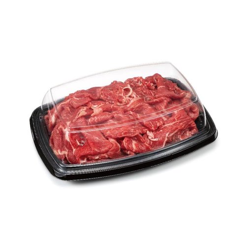 オードブル容器 バイオ パティブル角 27-19B 4S 黒 リスパック 黒い角型の透明ふた付き容器が数個並んでいる様子