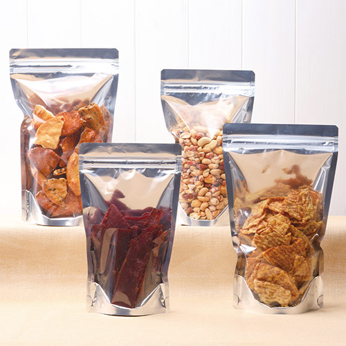 見映え抜群！片面透明のチャック付きワイドスタンド袋