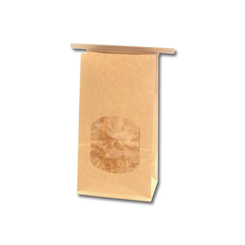 角底袋（茶・窓付き・ワイヤー付き・幅90×マチ60×高170mm)画像