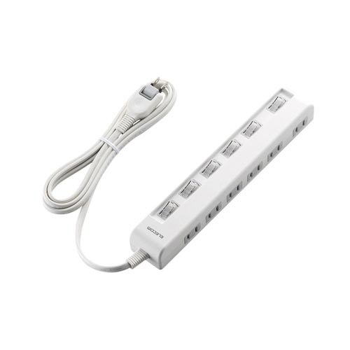 省エネタップ　個別スイッチ　６個口　２ｍ　ホワイト画像