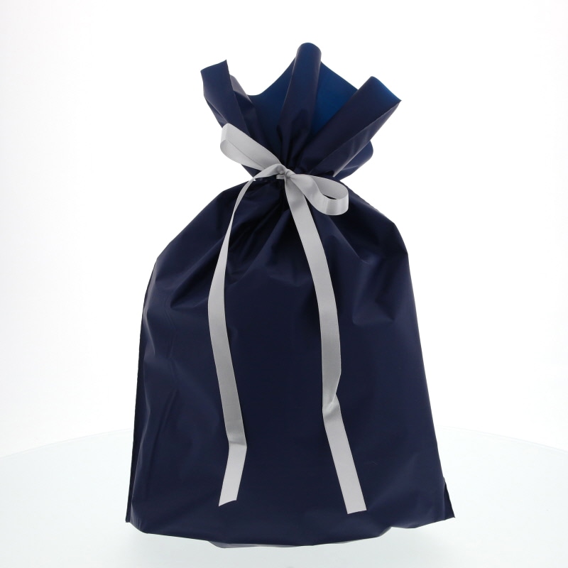 ＦＫ２４０６　梨地巾着袋　ネイビーＬ　２０枚入