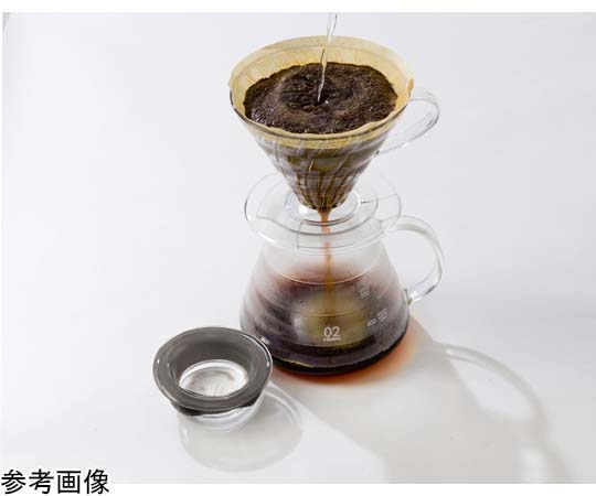 V60グラスサーバー360クリア 透明なガラスでできたサーバーが上から撮影され、底部の形状がはっきりと見える状態