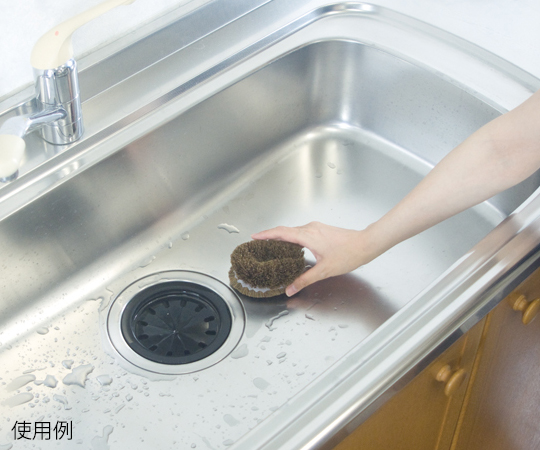 はねないたわし　小型 商品の表面に異なる色合いのブラシ部分が鮮やかに見える状態