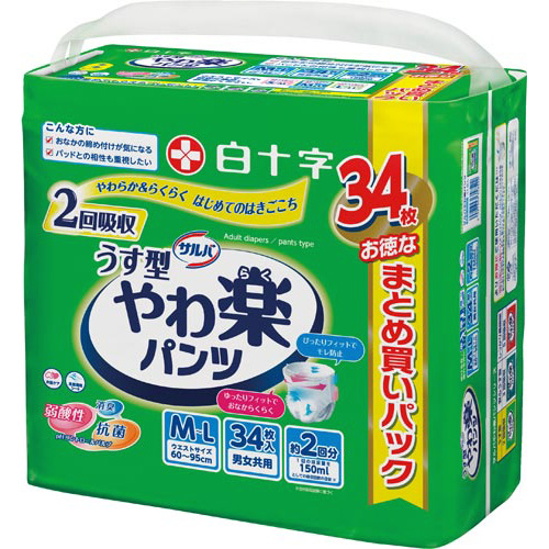 サルバ　やわ楽パンツ　うす型　Ｍ－Ｌ　３４枚画像