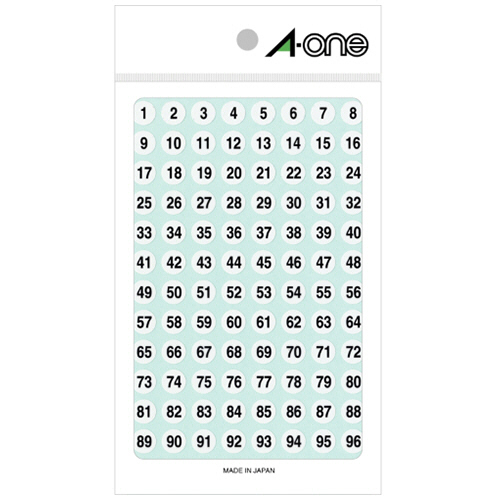 特殊ﾗﾍﾞﾙ 丸型 数字 直径9mm 白(黒文字) ｢1-100｣各4片 1ﾊﾟｯｸ画像