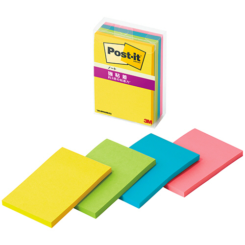 ﾎﾟｽﾄ･ｲｯﾄ 強粘着ﾉｰﾄ ﾏﾙﾁｶﾗｰ8 75×50mm 4色 1ｾｯﾄ(40冊:4冊×10ﾊﾟｯｸ)画像