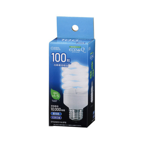 電球形蛍光灯　スパイラル　Ｅ２６　１００形　昼光色画像