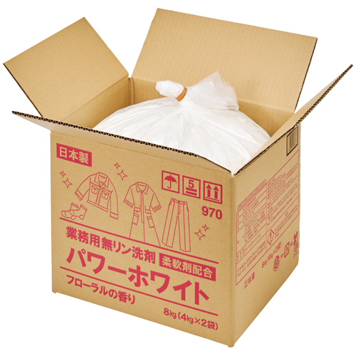 業務用無ﾘﾝ洗剤 ﾊﾟﾜｰﾎﾜｲﾄ 柔軟剤配合 8kg 1箱画像