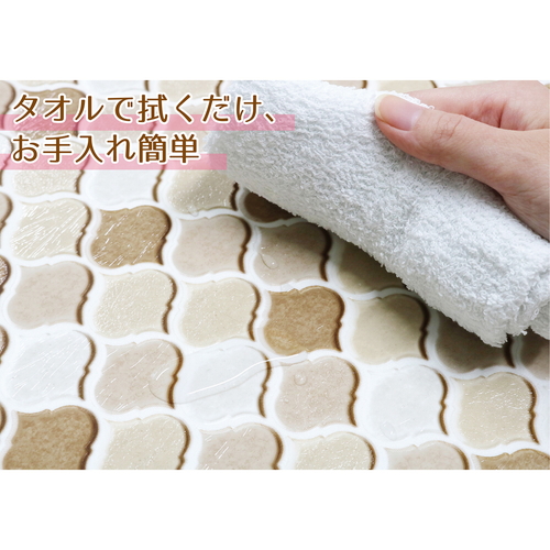 デコタイルシール　DEC-12モロッコタイルBR　ブラウン 表面に装飾的なモロッコタイル模様が施されたシートが開いた状態
