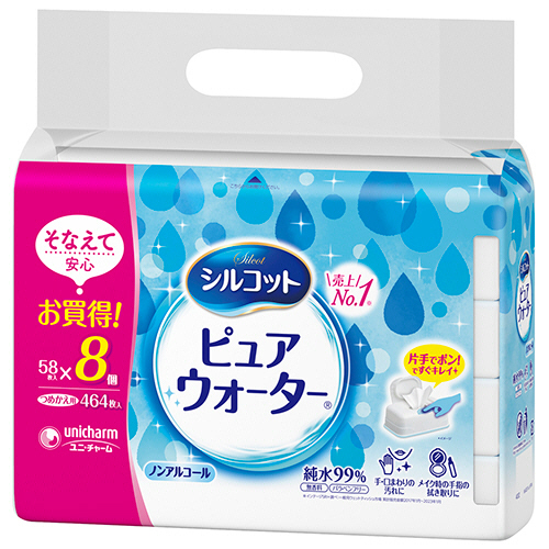 ｼﾙｺｯﾄｳｪｯﾄﾃｨｯｼｭ ﾋﾟｭｱｳｫｰﾀｰ つめかえ用 1ｾｯﾄ(1856枚:464枚×4ﾊﾟｯｸ)画像