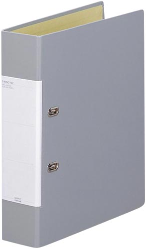 Ｄ型リングファイルくるみ貼り　Ａ４　背幅６９ｍｍ灰