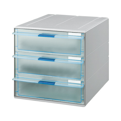 レターケースＵＮＩＦＥＥＬ　透明引き出し深型３段画像