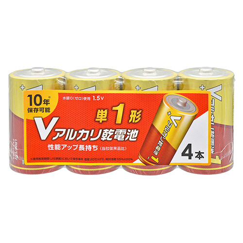 Vｱﾙｶﾘ乾電池 10年保存 単1形 1ﾊﾟｯｸ(4本)画像