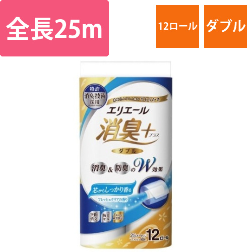 エリエール消臭＋トイレット　ダブル25m　12個画像