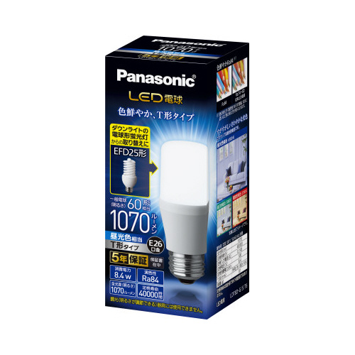 ＬＥＤ電球　Ｔ形タイプ　８．４Ｗ　昼光色相当画像