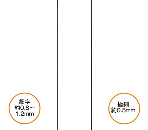 油性マーカー マジェスタースリム 青 豊かな青色のボディと細いペン先が見える状態
