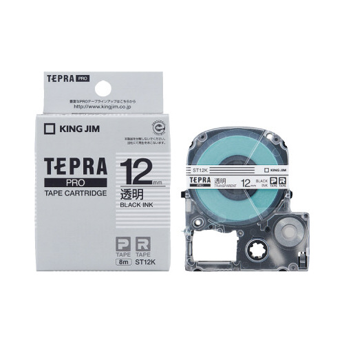 テプラ　ＰＲＯテープ　透明ラベル　１２ｍｍ　黒文字