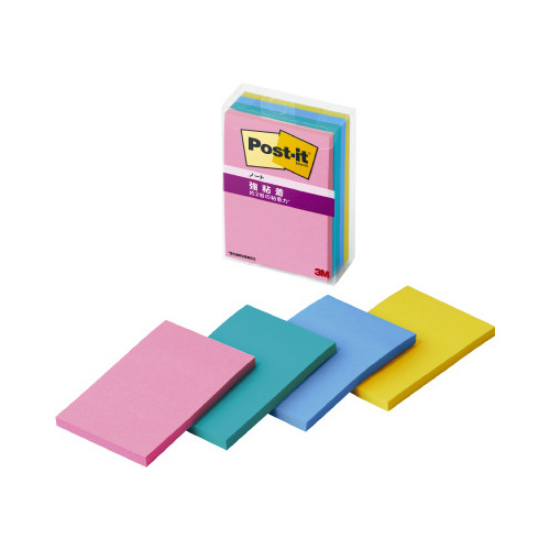 ポストイット強粘着マルチカラー３　７５×５０　４冊画像
