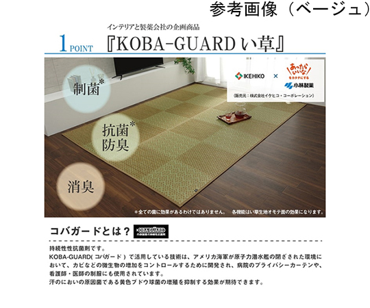 敷物　花ござ　小林製薬コラボ　KOBA-GUARD　い草　市松　モダン　グレー　江戸間6畳　約261×352cm モダンな市松模様の敷物が広がる全体像
