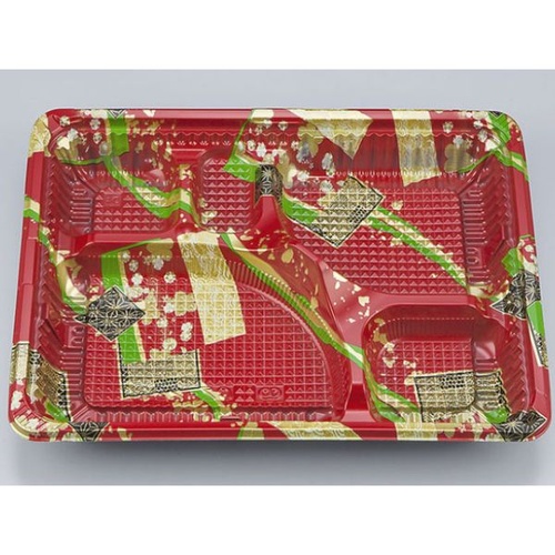 シーピー化成 弁当容器 CZ-223 彩帯赤 本体(N)画像