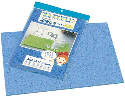 吸取りマットキッチン用　ブルー　４枚入画像