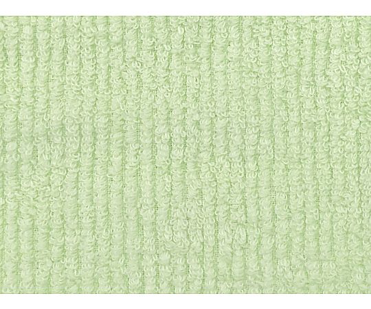 フェイスタオル2P 無撚糸リブカラー 34×80cm GREEN 1セット（2枚×10袋入） 封を開けた状態で２枚のタオルが並んでいる