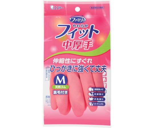 ファミリー やわらかフィット 天然ゴム 中厚手 M ピンク画像