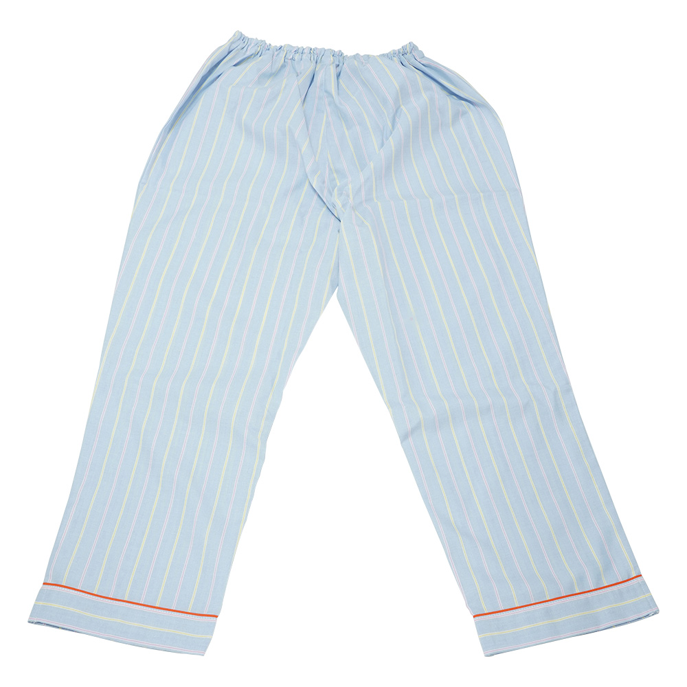 患者衣（スラックス・男女兼用）　ブルー×オレンジ　M画像