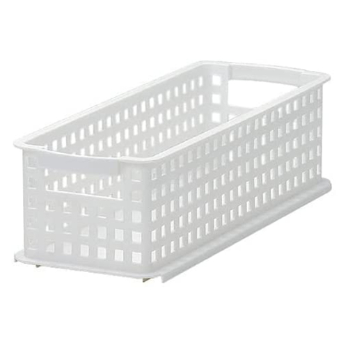 収納バスケット スリム S プラスチック バスケット 収納 ホワイト画像